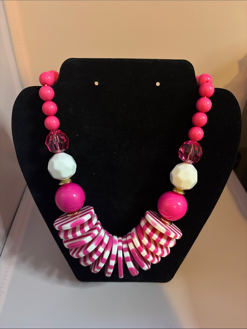 Striped Pink & White Necklace